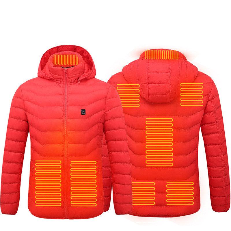 Men Heated Puffer Jacket Electric Heating Coat Insulated Hood Windbreaker - Cruish Home