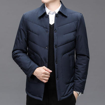 Thin Cotton-padded Jacket Middle-aged And Elderly Men's Cardigan Solid Color Plus Size Coat - Cruish Home