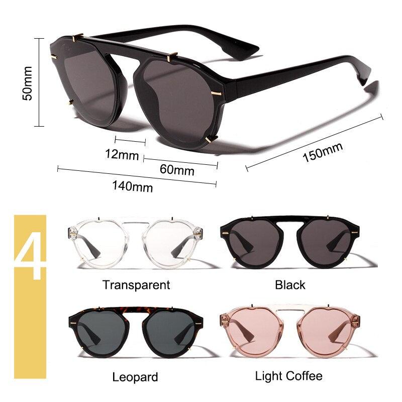 Ladies sunglasses new wave retro Korean version round frog mirror big box sunglasses - Cruish Home