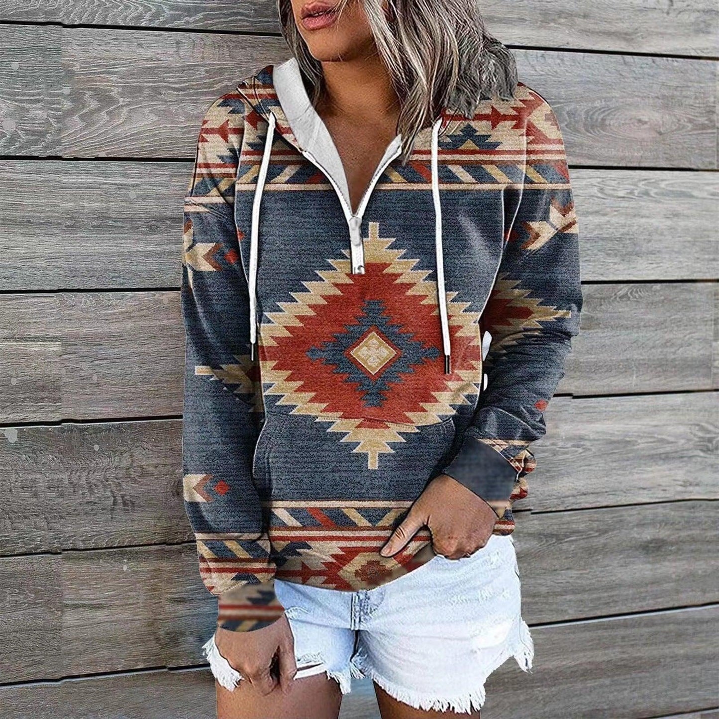 Female Ethnic Tribal Hoodie Coat - Cruish Home