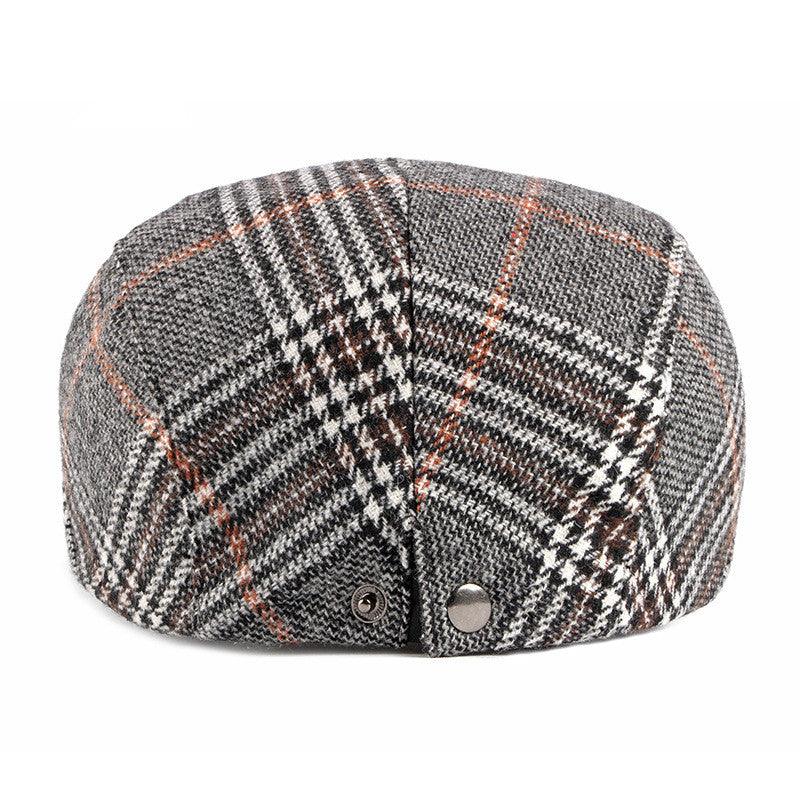 Men's British Vintage Check Woolen Duck Tongue Beret - Cruish Home