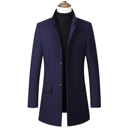 Stand Collar Woolen Woolen Coat Men's Medium Long - Cruish Home