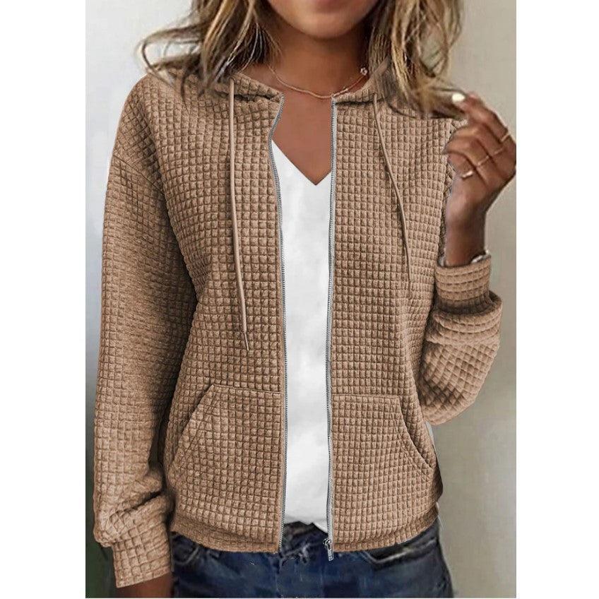 Women's Zipper Hooded Cardigan Long Sleeve Sweater Coat - Cruish Home