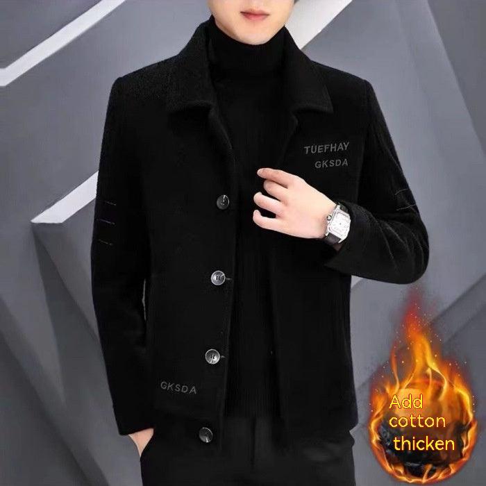 Men's Woolen Coat Short Autumn And Winter Woolen Coat Men's Padded Jacket Top Casual Trench Coat - Cruish Home