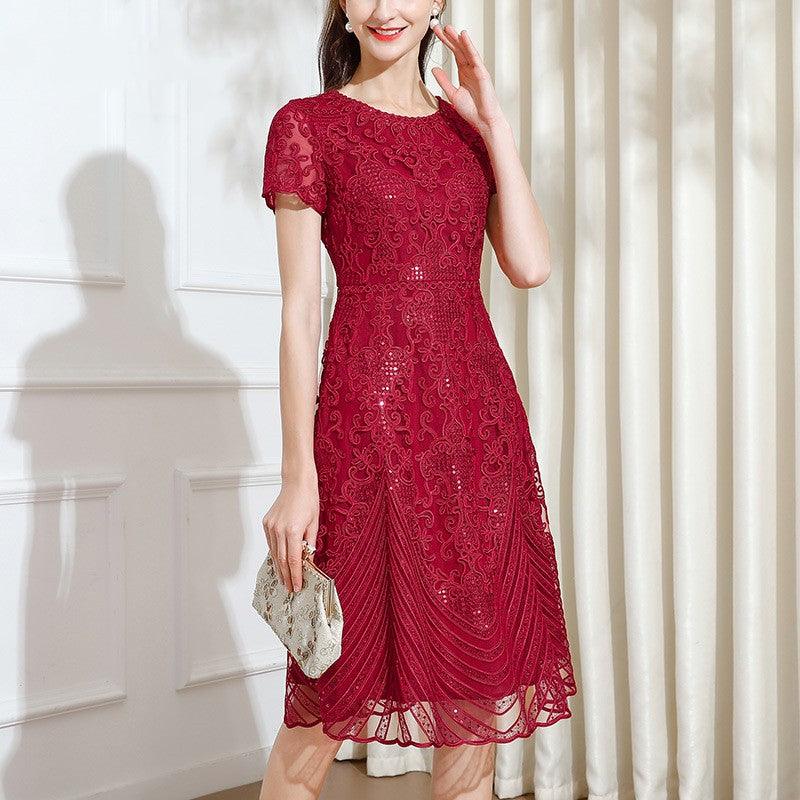 Embroidered Waist Slimming Noble Dress For Women - Cruish Home