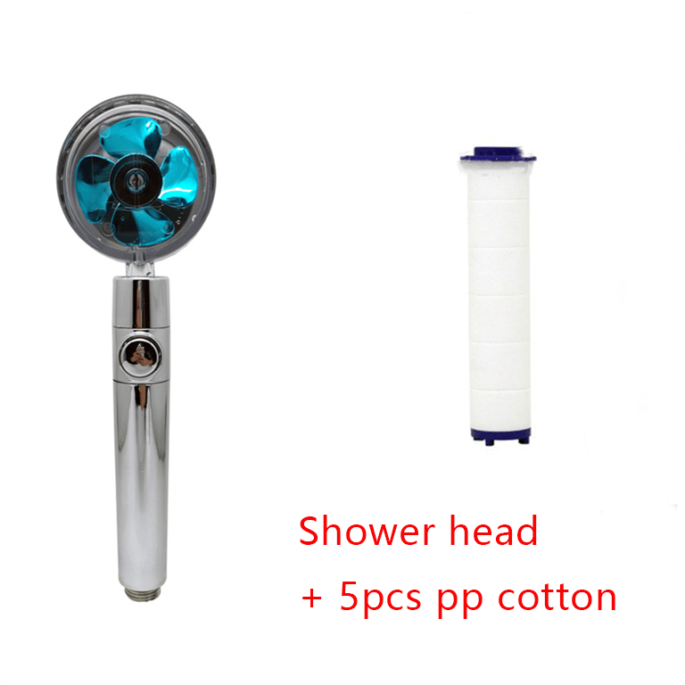 Shower Head Water Saving Flow 360 Degrees Rotating With Small Fan ABS Rain High Pressure Spray Nozzle Bathroom Accessories - Cruish Home