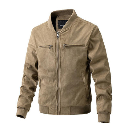 Suede Stand Collar Men's Jacket Double Zipper Pocket Clothing Mens - Cruish Home