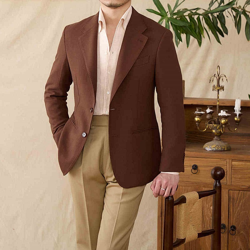 Casual Suit Natural Linen Half Lining Thin Breathable Jacket