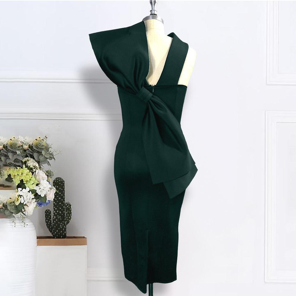 New Halter Sleeveless Bow High Waist Plus Size Slim Dress Women - Cruish Home