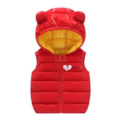 Children Warm Down Vest Autumn Baby Boys Girls Sleeveless Waistcoat Kids Outerwear Vests Children Hooded Jackets - Cruish Home