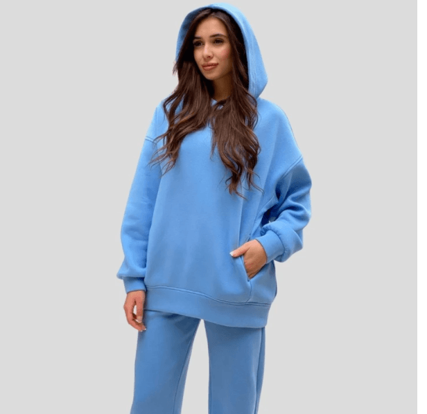 Women's Fashion Solid Color Hooded Sweater And Pants Suit - Cruish Home