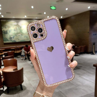 Phone Case Accessories Love Crystal Diamond Edge Electroplating Protective Cover - Cruish Home