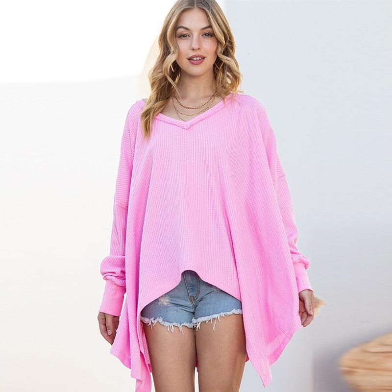 Solid Color Exposed European And American Loose Long-sleeved Sweater - Cruish Home