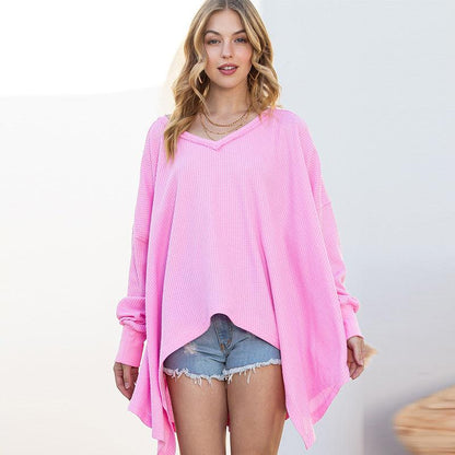 Solid Color Exposed European And American Loose Long-sleeved Sweater - Cruish Home