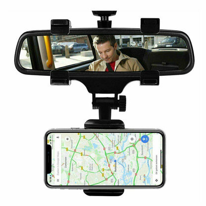 Universal Car Rear View Mirror Mount Stand GPS Cell Phone Holder 360 Rotation - Cruish Home