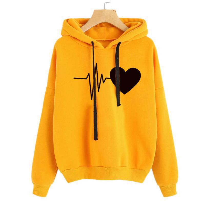 Heart Print Streetwear Hoodies Women Sweatshirt Spring Autumn Long Sleeve Hoodie Clothes - Cruish Home