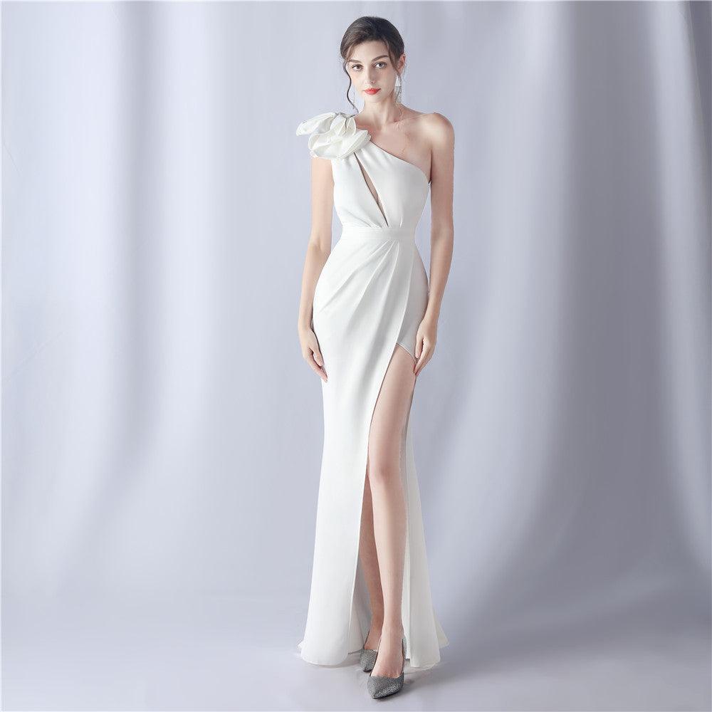 Craft Flower Evening Dress For Wedding Banquet Annual Meeting Dress Ladies - Cruish Home