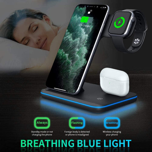 Compatible Mobile Phone Watch Earphone Wireless Charger 3 In 1 Wireless Charger Stand - Cruish Home