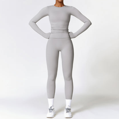 Tight-fitting Brushed Yoga Suit Quick-drying Fitness Clothes  Fitness Long Sleeve Tracksuits Sports Suit Gym Top High Waist Leggings Women Sets Yoga Set