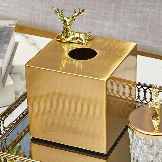 Brass Metal Small House Tissue Box - Cruish Home