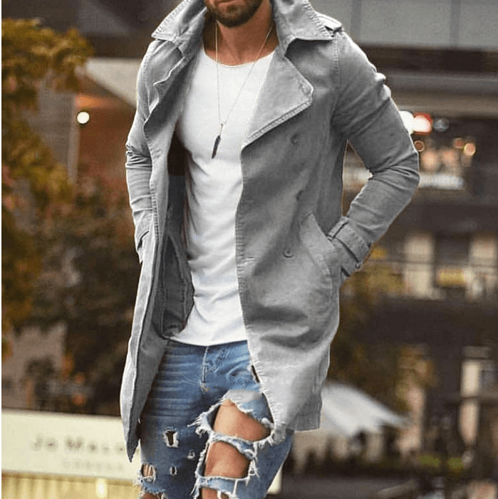 Spring Men Jacket Mid-length Slim Large Size Windbreaker Men Casual Jacket - Cruish Home