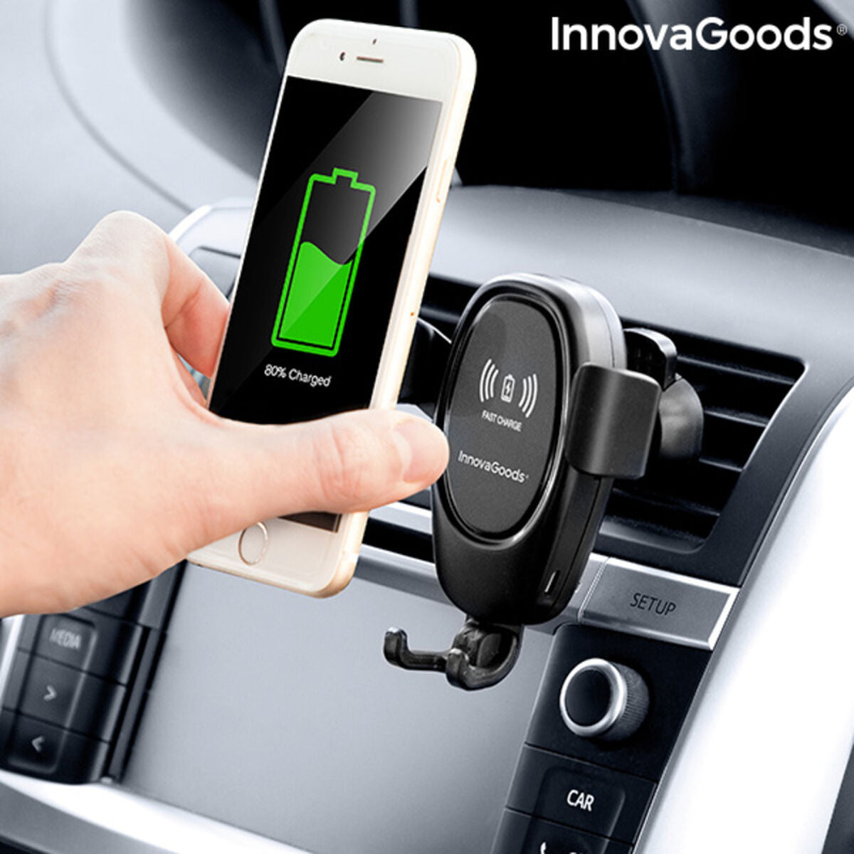 Mobile Phone Holder with Wireless Charger for Cars Wolder InnovaGoods