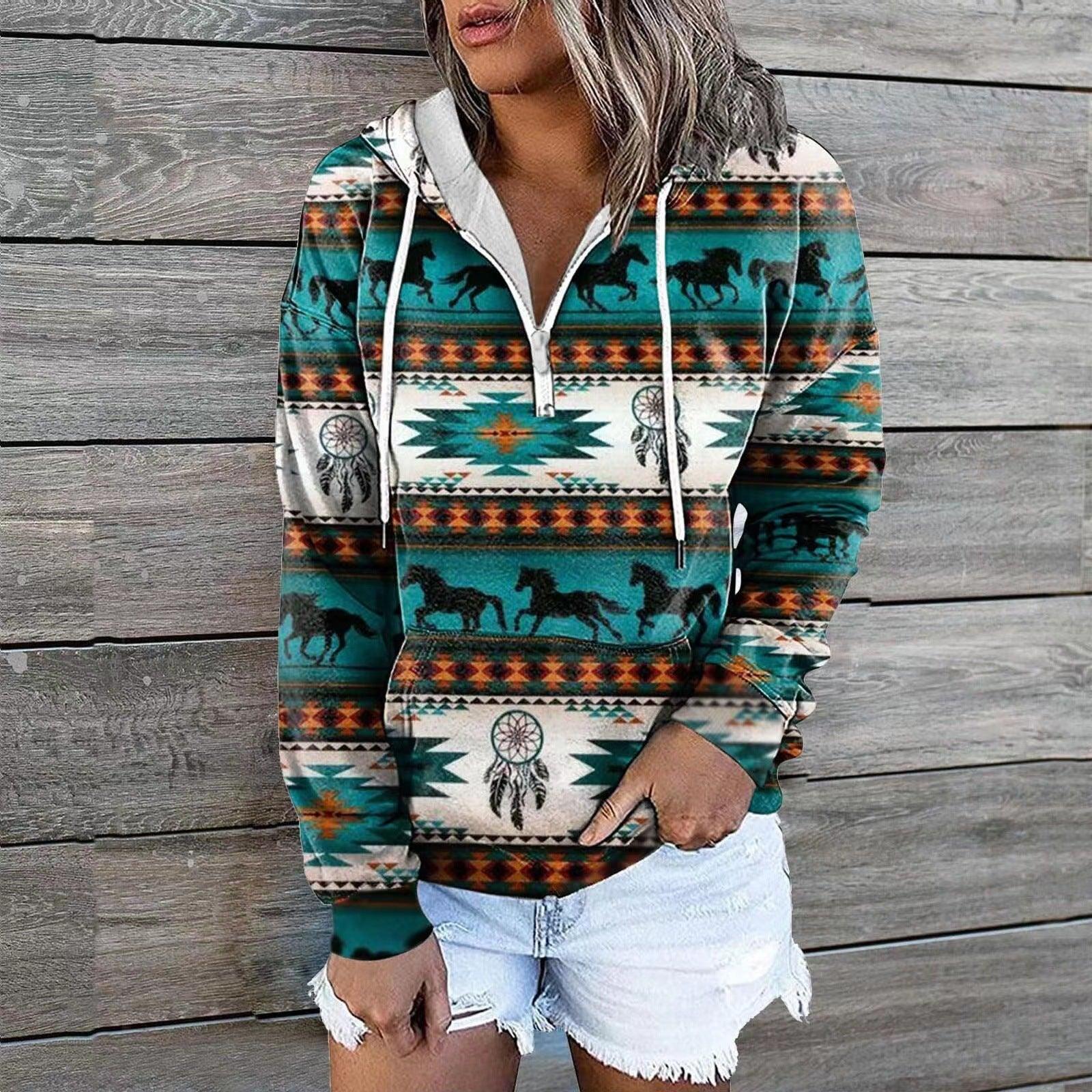 Female Ethnic Tribal Hoodie Coat - Cruish Home