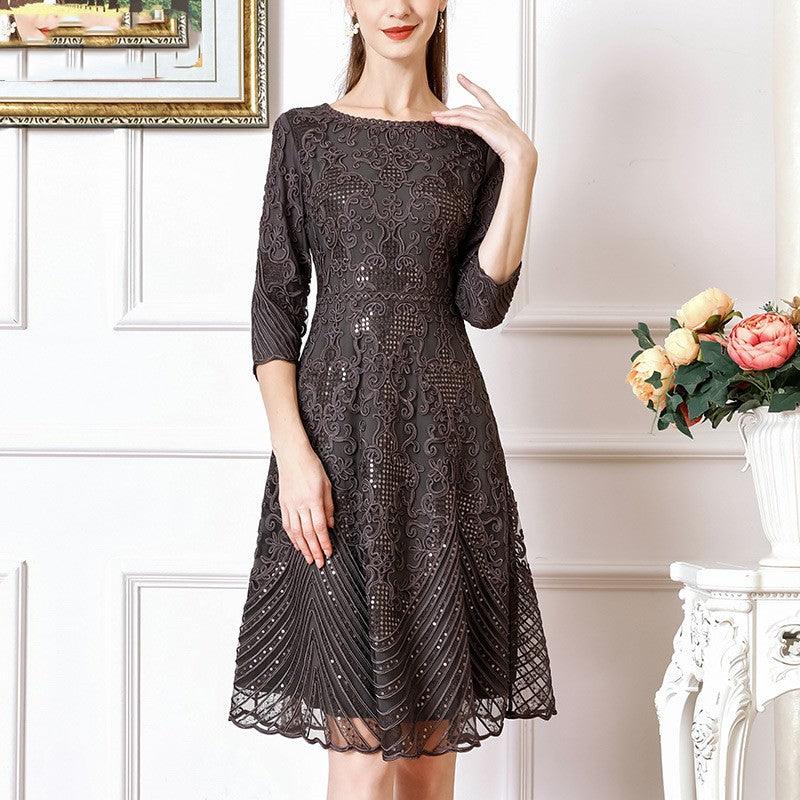 Embroidered Waist Slimming Noble Dress For Women - Cruish Home