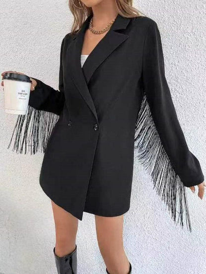 Casual Tassel Trim Straight Suit Women's - Cruish Home