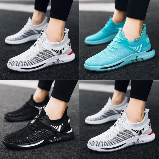 Breathable Fly Woven Lace Low Top Round Toe Large Size Casual Sports Shoes For Men - Cruish Home