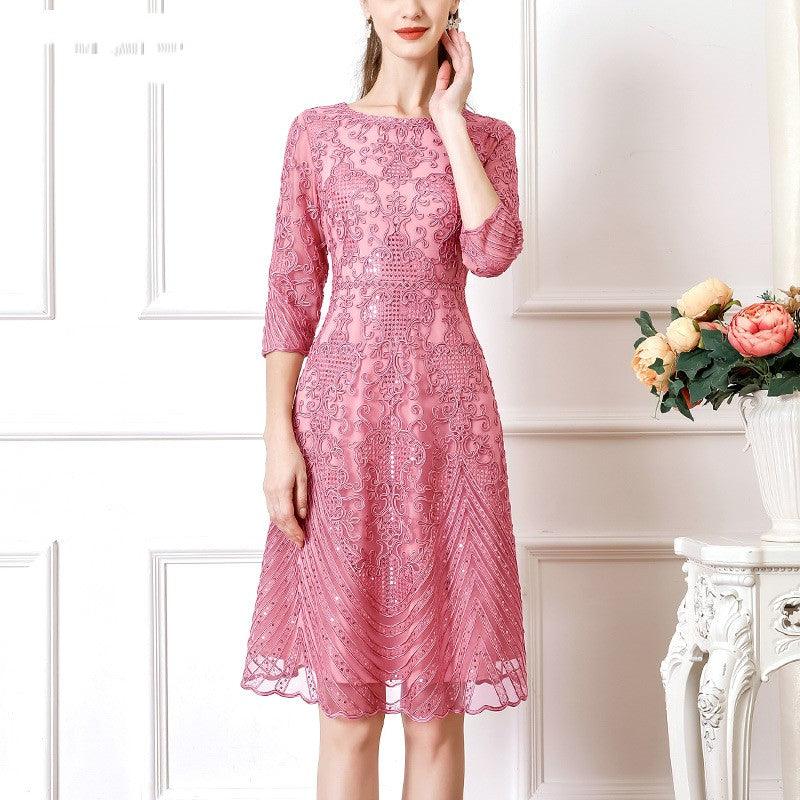 Embroidered Waist Slimming Noble Dress For Women - Cruish Home