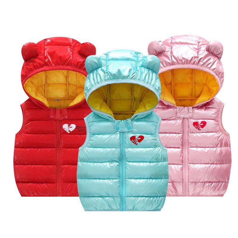 Children Warm Down Vest Autumn Baby Boys Girls Sleeveless Waistcoat Kids Outerwear Vests Children Hooded Jackets - Cruish Home