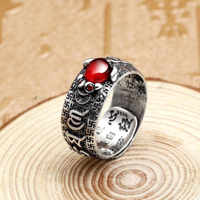 Little Pixiu Heart Sutra Ring Men And Women Lucky - Cruish Home