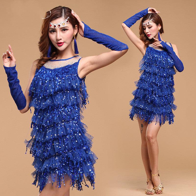 Adult Performance Dance Sequin Fringe Dress Latin Dance Suit - Cruish Home