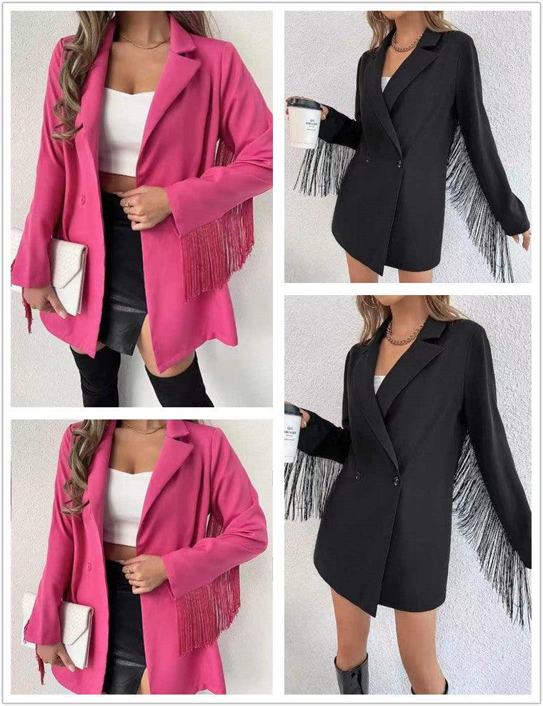 Casual Tassel Trim Straight Suit Women's - Cruish Home