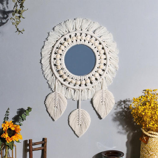 Miroir Mural Rond En De Maison Boho Pour Appartement, Salon, Chambre Coucher, Chambre De - Cruish Home