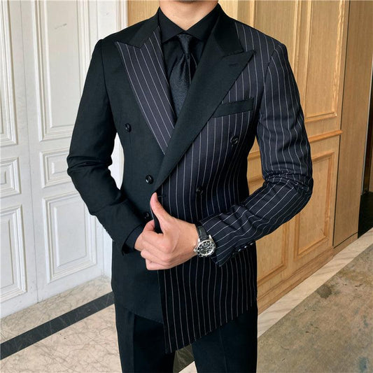 British Striped Double Breasted Suit Men - Cruish Home