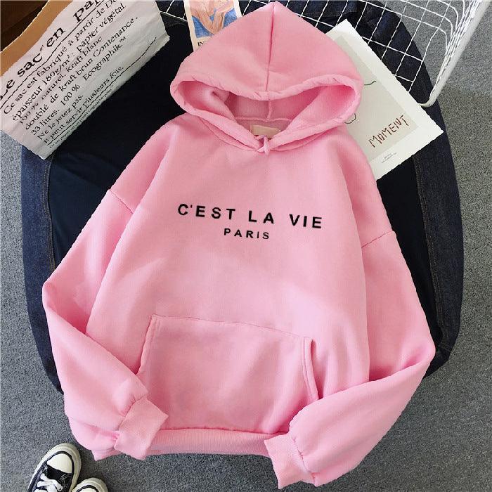 Loose Hooded Sweater Student Hoodie With Letter Print Sports Tops - Cruish Home