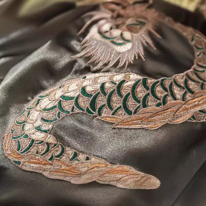 Embroidered Men's Four Sacred Beasts Dragon Embroidered Cotton-padded Jacket