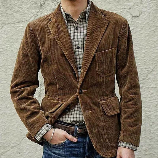 Corduroy Jacket Winter Solid Color Casual Blazer Fashion Warm Men Coat - Cruish Home