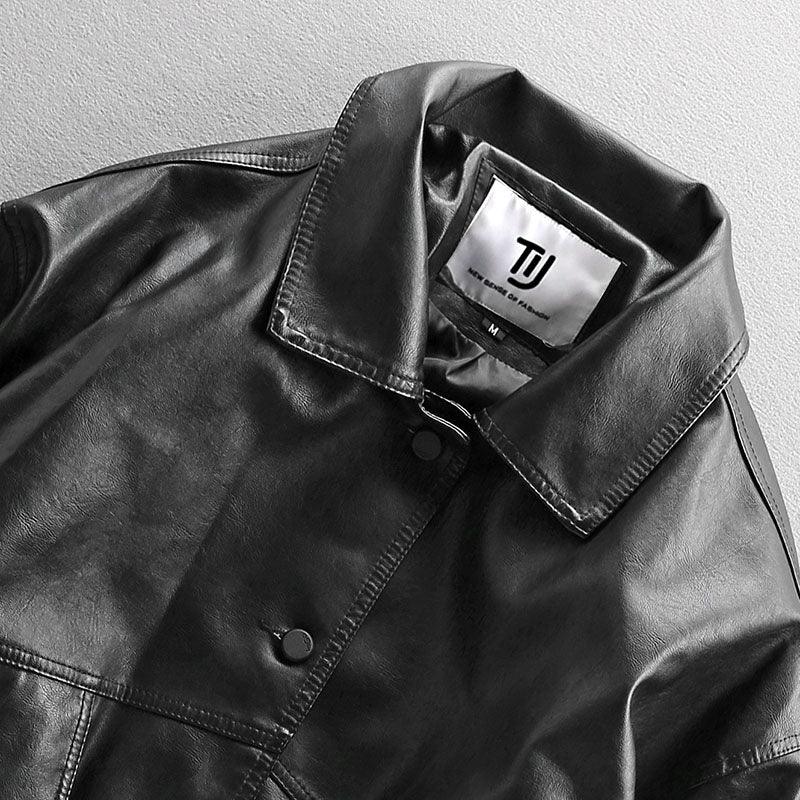 Leather Men's Motorcycle Clothing Youth Pilot Leather Jacket PU Leather - Cruish Home