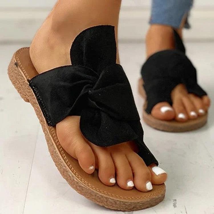 Women's Suede Bow Sandals Plus Size Beach Sandals And Slippers - Cruish Home