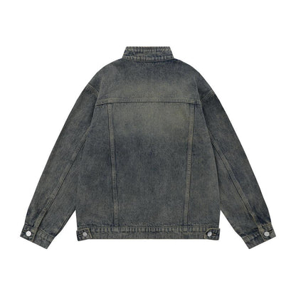 Washed And Worn Zipper Pocket Denim Jacket - Cruish Home