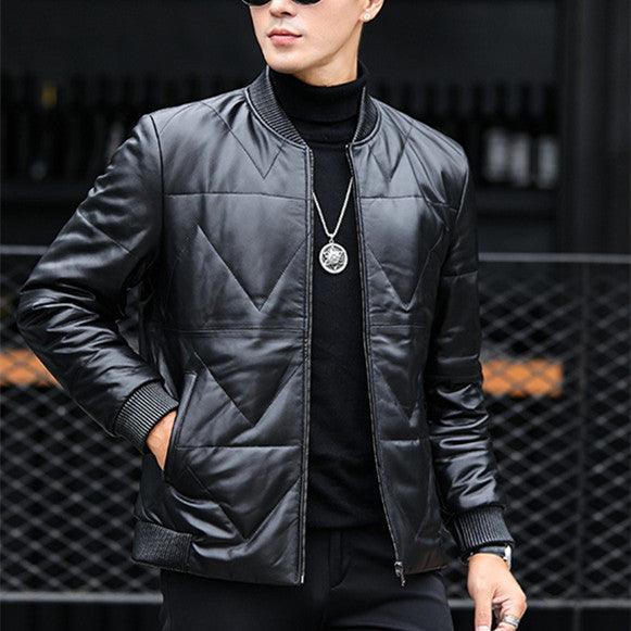 Men's Standing Collar Casual Zipper PU Leather Jacket - Cruish Home