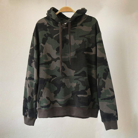 Spring And Autumn Pure Cotton Terry Plus Size Loose Pullover Hooded Long Sleeves Camouflage Sweater Women - Cruish Home