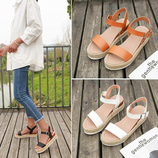 Wedge Sandals For Women Hemp Rope Sole Platform Shoes - Cruish Home