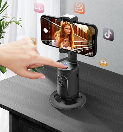 360 Degree AI Face Tracking Phone Holder with Tripod