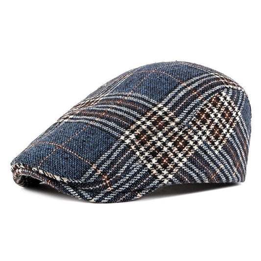 Men's British Vintage Check Woolen Duck Tongue Beret - Cruish Home