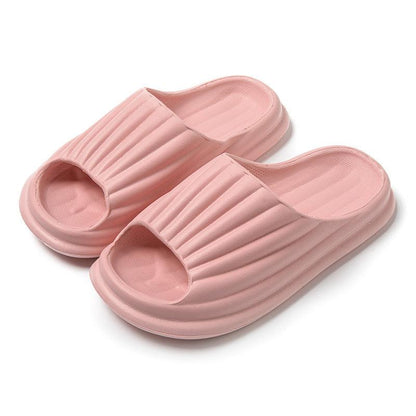 Home Slippers Women Men New Solid Striped Peep-toe Shoes House Floor Bathroom Slippers For Couple - Cruish Home