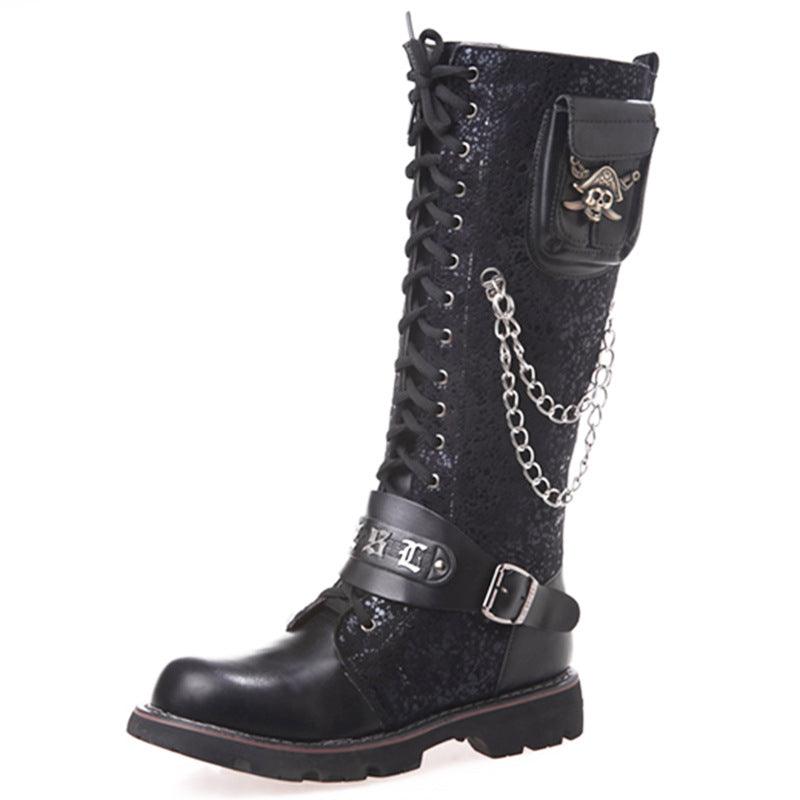 High Riding Boots Men's Frosted Locomotive Long Barrel Rock Punk - Cruish Home